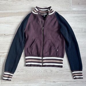 prAna Zip Up Sweater Jacket Black and Brown